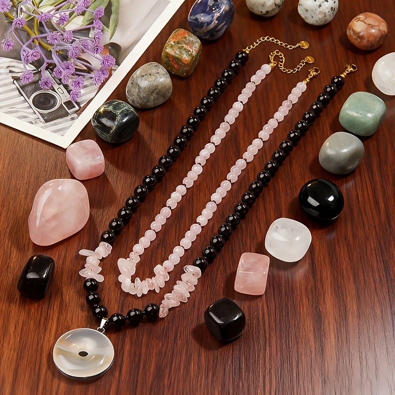 Bohemian Rose Quartz Pendant Necklace, Irregular Design
